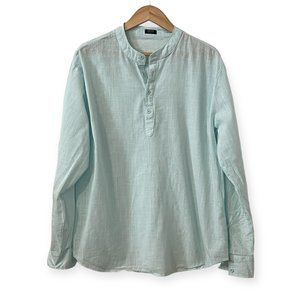 Coof Andy Men's Shirt Long Sleeve Half Button Lightblue Size Large
